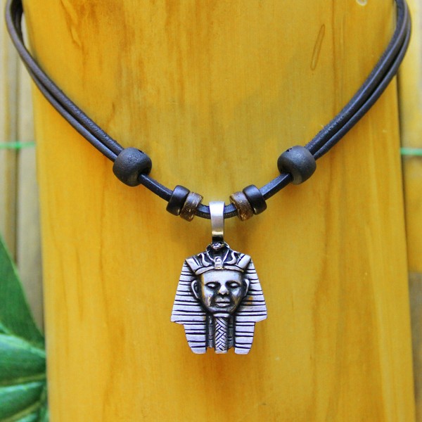 Lederkette Halskette Surferkette Damenkette Herrenhalskette Halsband Pharao Ra-image