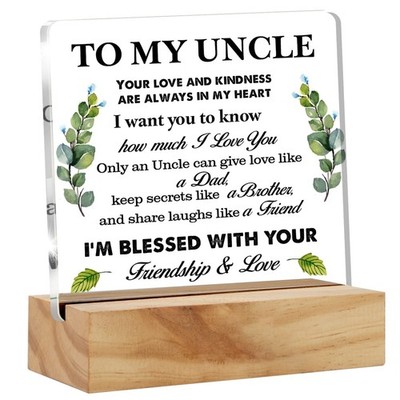 Meaningful Uncle Gift Acrylic Desk Plaque Sign with Wood Stand - Home Office ...