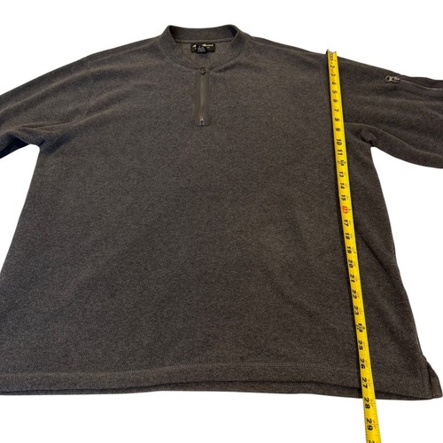 Eddie Bauer Mens XL Quarter Zip Fleece Pullover Charcoal Gray Sleeve Pocket Top - 第 10/10 張圖片