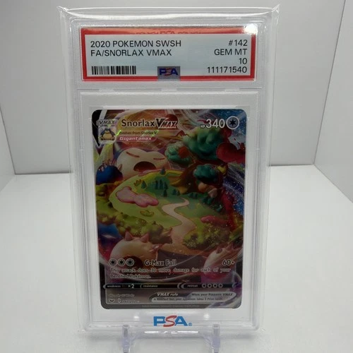 Pokemon 2020 Sword and Shield Base Set Snorlax VMAX #142/202 PSA 10 GEM MINT!