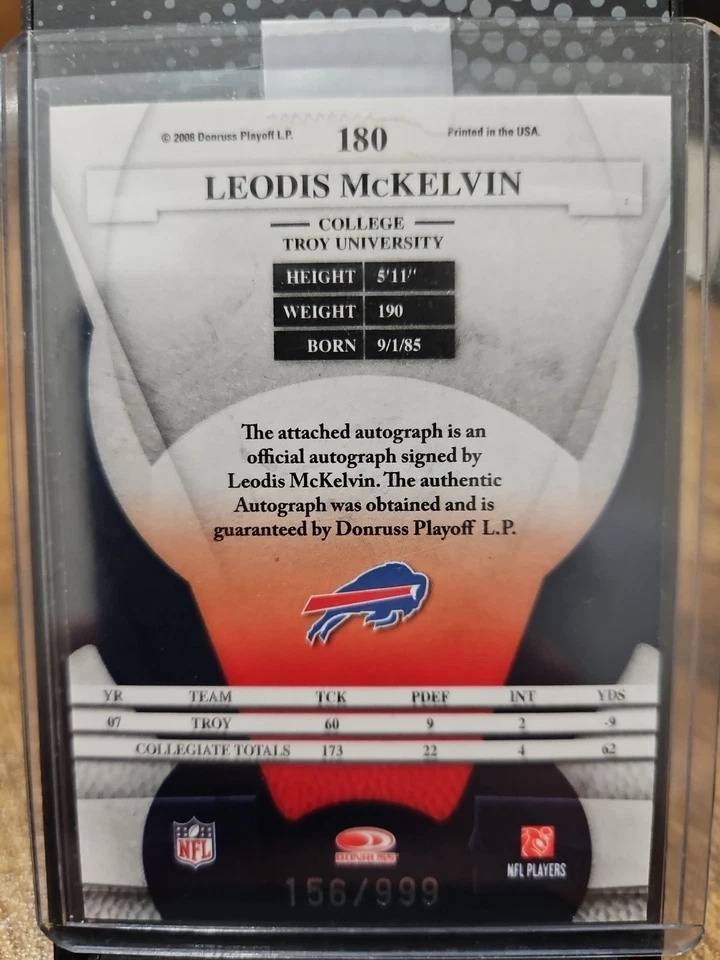2008 Leaf Certified Materials #180 Leodis McKelvin AUTO /999 RC - Image 2 of 2