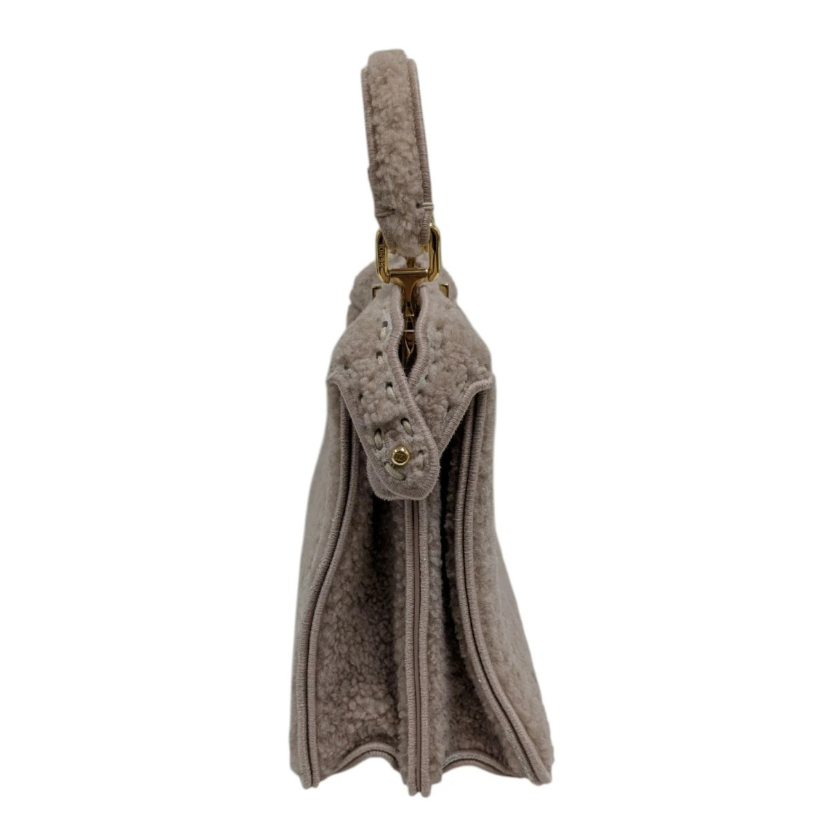 Fendi peekaboo small shearling bag beige image 3