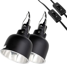 2 Pack Reptile Light Fixture, 5.5in Deep Dome Lamp 5.5in, Black