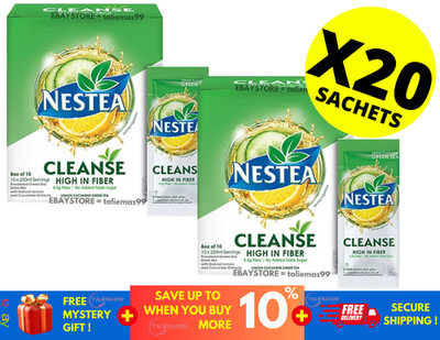 NESTEA Cleanse High Fiber Green Tea Lemon Cucumber Sugar-Free 10 Sachets ( X 2 )