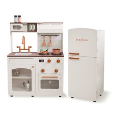 Teamson Kids Little Chef Normandy Wooden Play Kitchen with Modular Fridge  Sink
