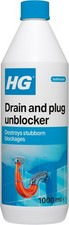 HG Drain and Plug Unblocker Fast Acting Drain Cleaner Sinks Pipe Shower Traps 1L