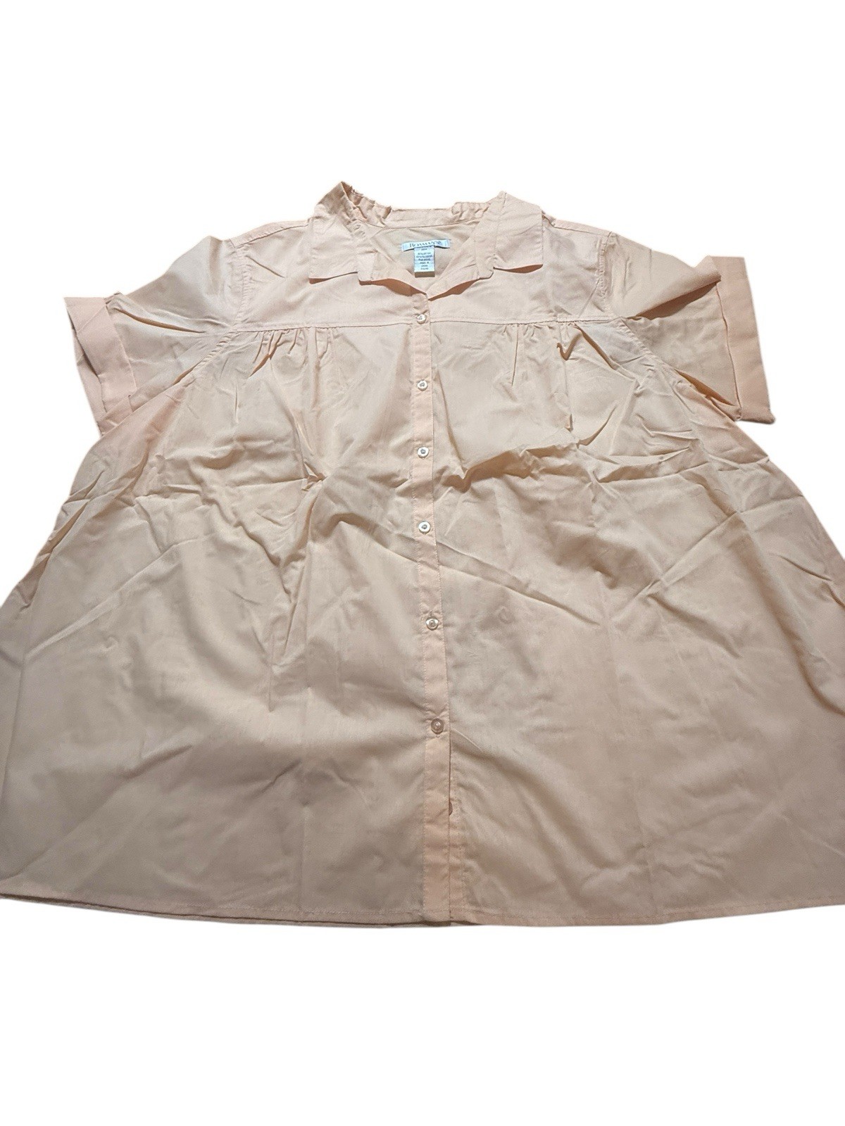 Roamans 28W Pastel Orange Plus Size Short Sleeve Big Shirt 30-2312-4