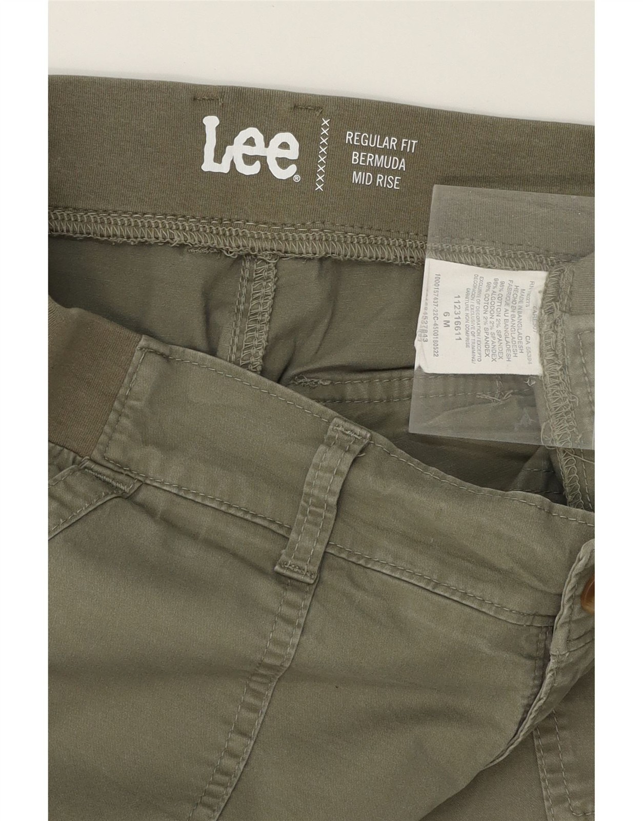 LEE Womens Bermuda Regular Fit Chino Shorts US 6 Medium W32  Green CF02 thumbnail 3
