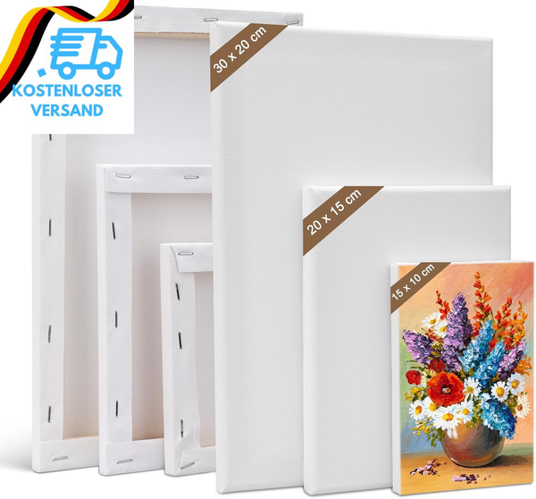 Leinwand Set, 6 StüCk Leinwand Zum Bemalen 30X20,20X15,15X10 Cm Keilrahmen Weiß-image