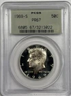 1969 S 50C PR67 Kennedy Proof Half Dollar - PCGS OGH Vintage Old Green Holder