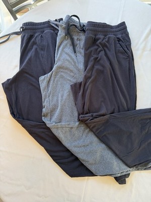 Tek Gear Essential Gear Pants Size L - 3 Pairs Black and Gray Drawstring Waist