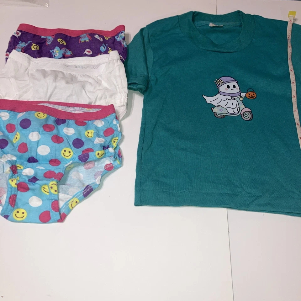 复古 LITTLE GIRLS BRIEFS 水果房 尺寸 4,30-39 磅 3 PRS + 1 奖金 T 恤 — 第 2/4 张图片