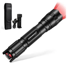 DARKBEAM Red Light LED Flashlight Tactical USB Rechargeable Stepless Dimming,...