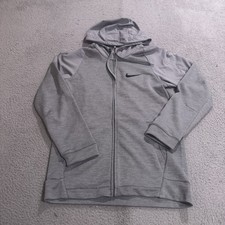 Nike Hoodie Mens Small Gray Dri FIT Standard Fit Full Zip Swoosh Sweatshirt