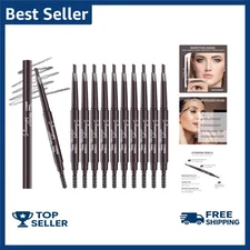 Berinist 12pcs Medium Brown Waterproof Eyebrow Pencils for Women, Retractable...