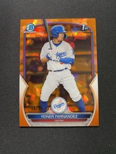 2023 Bowman Chrome Sapphire Orange Refractor Yeiner Fernandez #/50 Dodgers 1st