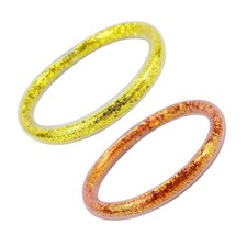 PLOJOP 2PCS Glitter Jelly Bangle Circumference 7.5 INCHES, Gold Rosegold
