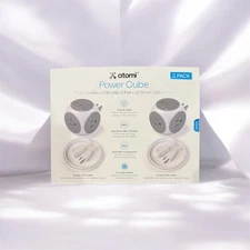 Atomi Power Cube 2-Pack–3 AC Outlets + 3 Smart USB Ports + 5-ft Detachable Cable