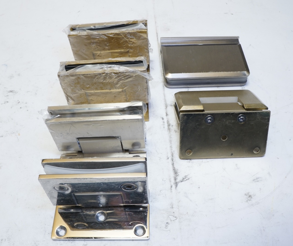 NO HARDWARE! Assorted Lot of 6 Glass Frameless Shower Door Hinges