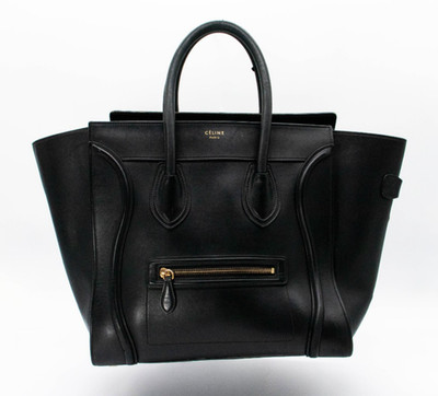 Celine Luggage Mini Tote - Black Smooth Leather - Gold Hardware