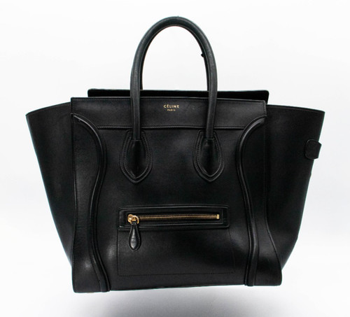 Celine Luggage Mini Tote - Black Smooth Leather - Gold Hardware