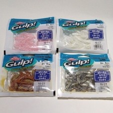 4 itemsGulp Crabby 2-inch artificial bait worms (Clear Pink, Pearl White,