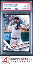 2017 TOPPS HOLIDAY #40 JUSTIN VERLANDER TIGERS POP 4 PSA 10