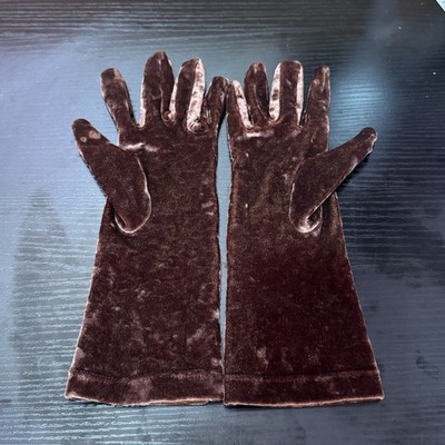 Vintage Banana Republic Made in Italy Women's Brown Velvet Long Gloves One Size