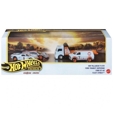 Hot Wheels Premium 4-Pack GULF Ford Transit GT McLaren F1 GTR Fleet Street OVP