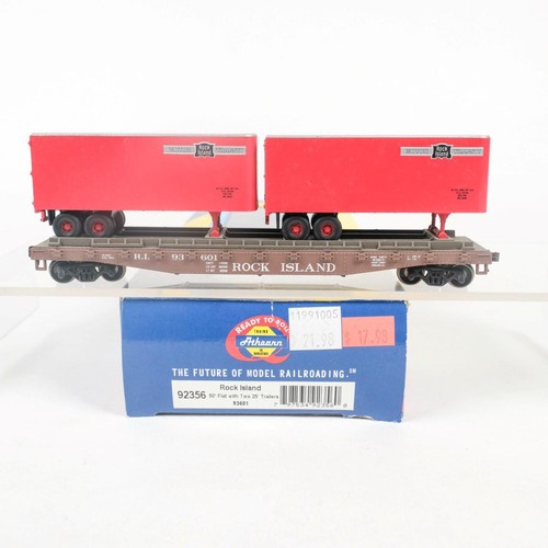 Coche plano Athearn escala HO Rock Island RI #93601 50' con dos remolques de 25' 92356 | Zustand: Used
