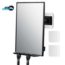 Shower Mirror for Shaving Fogless w/Razor Holders 360 Rotation Adjustable Mirror