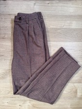 La Redoute Brown Wool Houndstooth Checked Cropped Cigarette Trousers Size 8