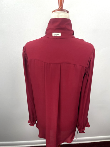 L'Agence Silk Blouse Shirt Womens Small 4 Red Button Long Sleeve Pocket Top NWT - Picture 7 of 15