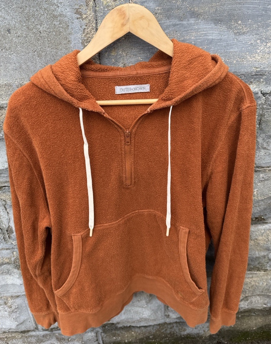 Outerknown Hoodie Mens L Orange Hightide Pullover Outdoor Terry Organic Surf