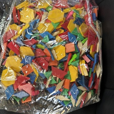 Vtg MATH MANIPULATIVES Plastic Tangram Pattern BLOCKS 200pieces 