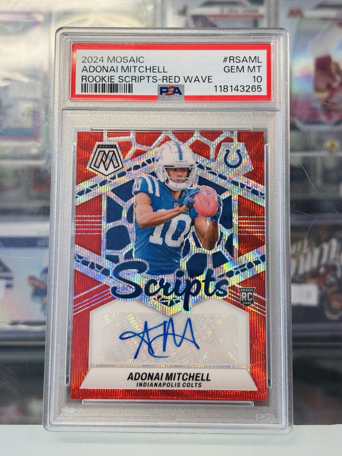 Adonai Mitchell Panini Mosaic Rookie Scripts #RSAML Red Wave
