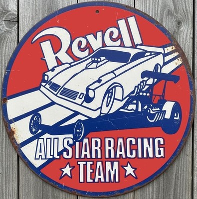 Revell All Star Racing 8'' Diameter Vintage Novelty Metal Sign Made In USA New!