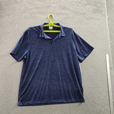 Old Navy Men Polo XXL Blue GO-DRY Activewear Button Short Sleeve Logo