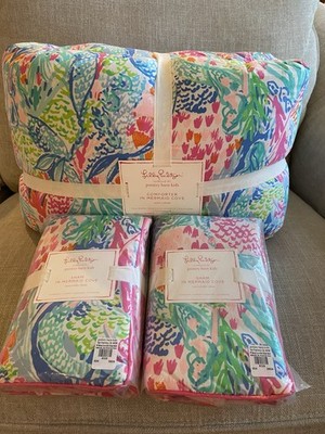 Pottery Barn Kids Lilly Pulitzer Mermaid Cove FULL QUEEN Comforter & STD Shams