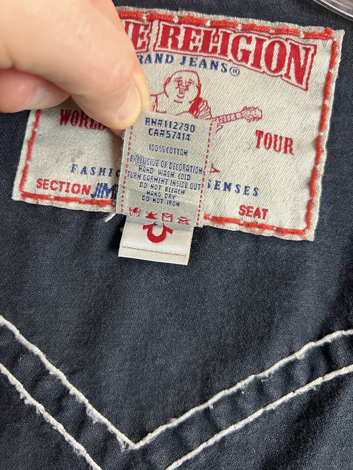 True Religion Jean Jacket Black White Mens L  Jimmy Super T Denim Chief Keef thumbnail 7