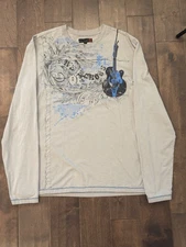 Vintage Y2k G By Guess The Echoes Grey/Blue Long Sleeve T-Shirt Mens Size 2XL