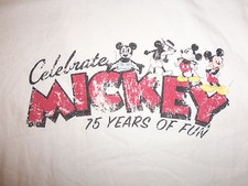 Vintage Disney Mickey Mouse 75th Anniversary White RINGER T Shirt - XL