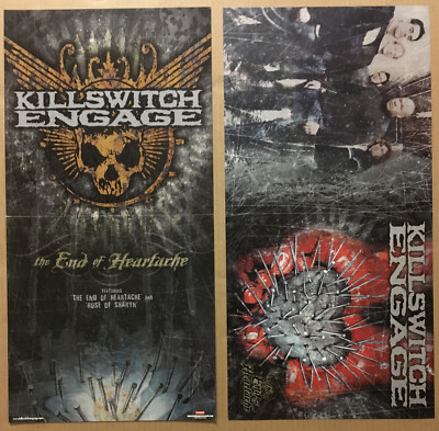 KILLSWITCH ENGAGE Rare 2004 DOUBLE SIDED PROMO POSTER FLAT of End CD 12x24 MINT