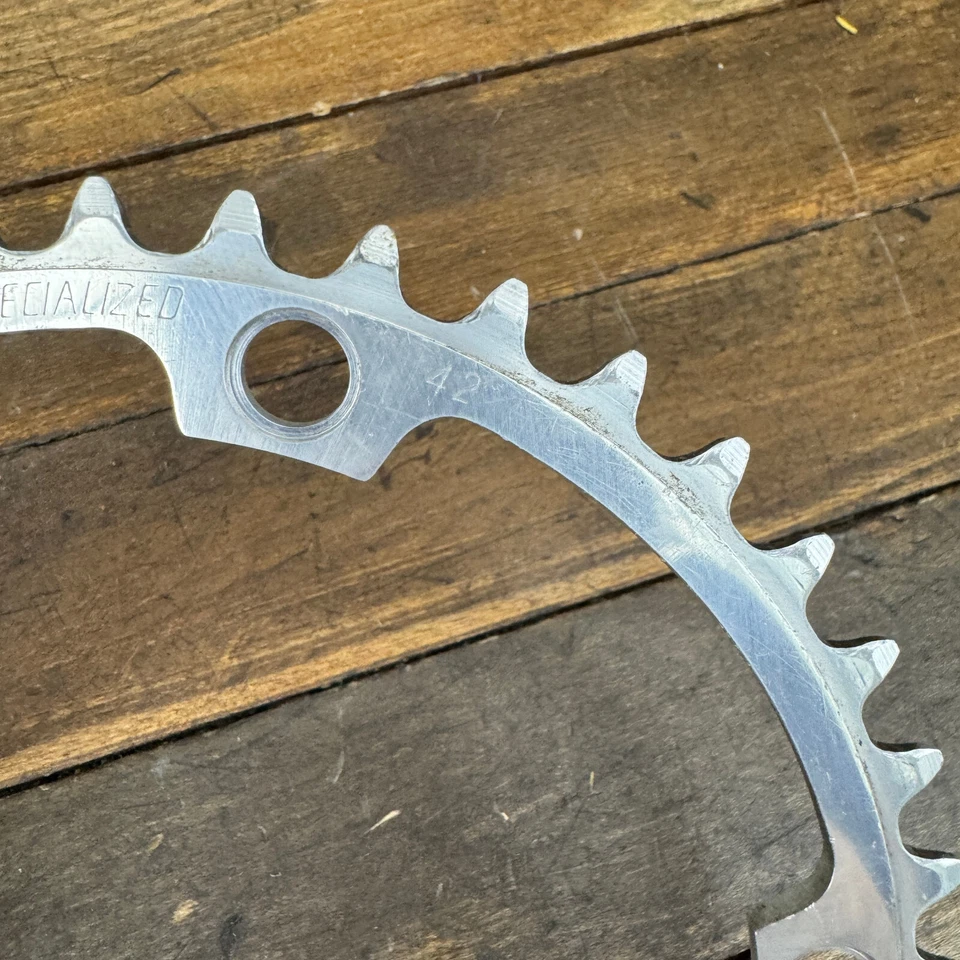 Plato Especializado Vintage 42t 42 Dientes 144 BCD Bandera Aleación Carrera Años 80 Foto 3 de 4