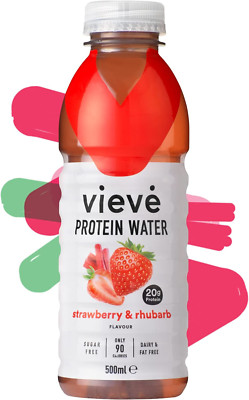 Vieve Protein Water 6x500ml - Strawberry & Rhubarb | 20g Protein, Sugar Free, &