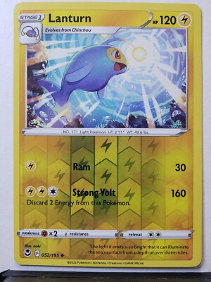 REVERSE HOLO Lanturn 052/195 NM - Silver Tempest Pokemon Card $2