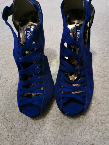 Ladies UK 3 Next Heels Crossover Caged High Heels Sandals Blue - Picture 2 of 4