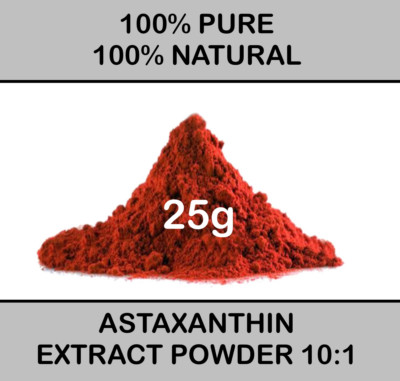 100% REINES NATÜRLICHES ASTAXANTHIN EXTRAKT PULVER 10:1 Antioxidans Hämatokken - 25g