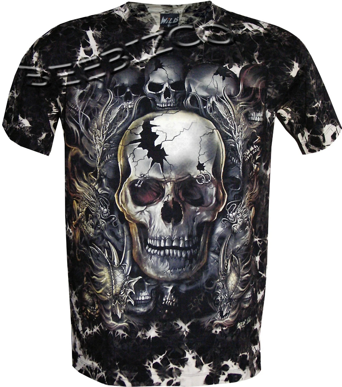 Tie Dye T-Shirt Cracked Skulls Victims of the Dragons Glow in the Dark by Wild
Opens in a new window