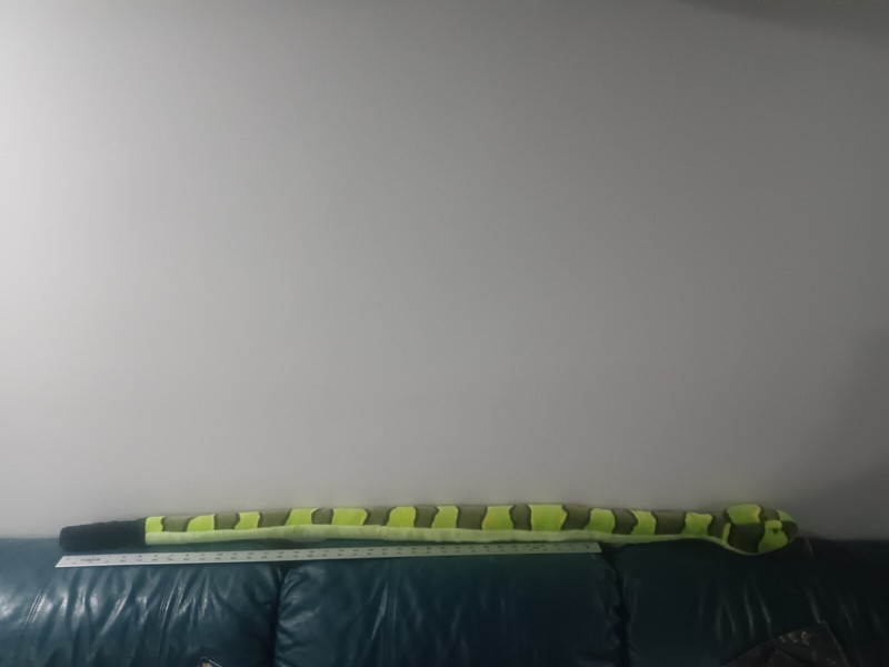 Snake Plush Green Black Rattle Stuffed Animal Striped 50” Made In The USA